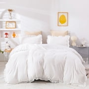 Quilt Cover Two Piece Microfiber, Cool & Breathable Solid Color Sheet Set Pillowcase White