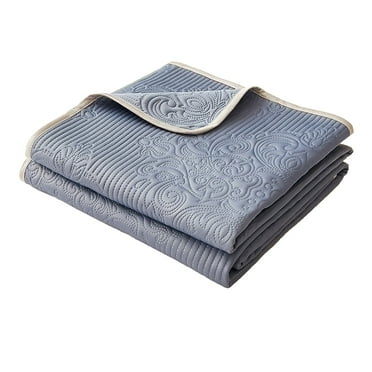 Quilt Full Queen Size, Lightweight Quilt Bedding with Boho Embossed Pattern, Soft Microfiber Quilt for All Seasons, 59"x79", Navy