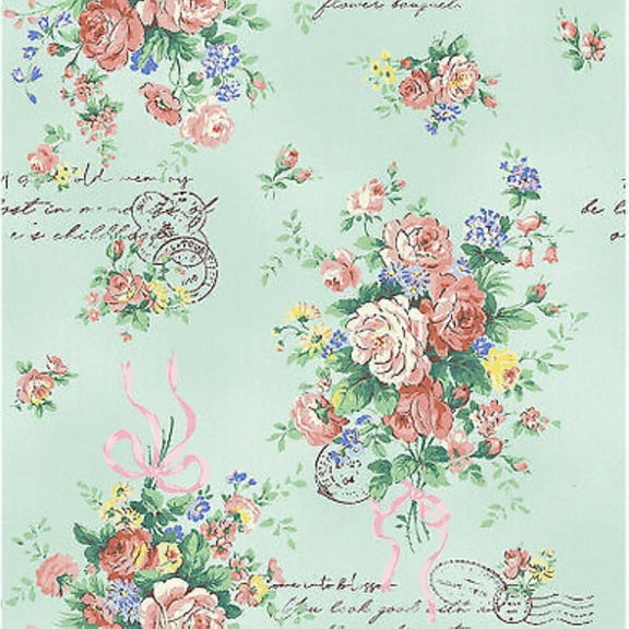Quilt Gate Green Blooming Rose Lg Bouquet Cotton Fabric