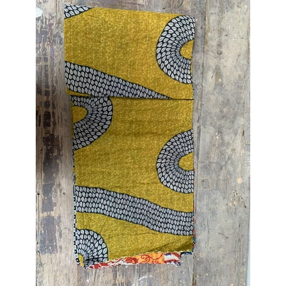 Quilt Gudari Printed Bedspread Cotton Throw Sleeping Counterpane Stitched Patch