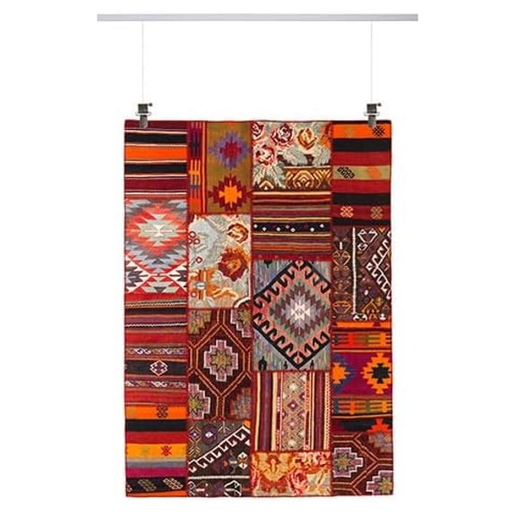 Quilt Hanging kit - minirail White 59" - Complete kit; incl. 2 perlon Cords 59", 2 Wide and 2 Textile Hangers