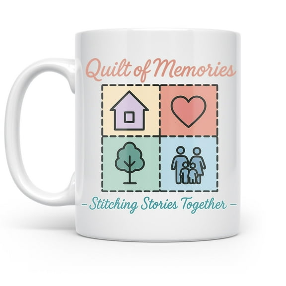 Quilt-Inspired Cozy Keepsake 11 oz Coffee Mug - For Sewists White Ceramic Gift