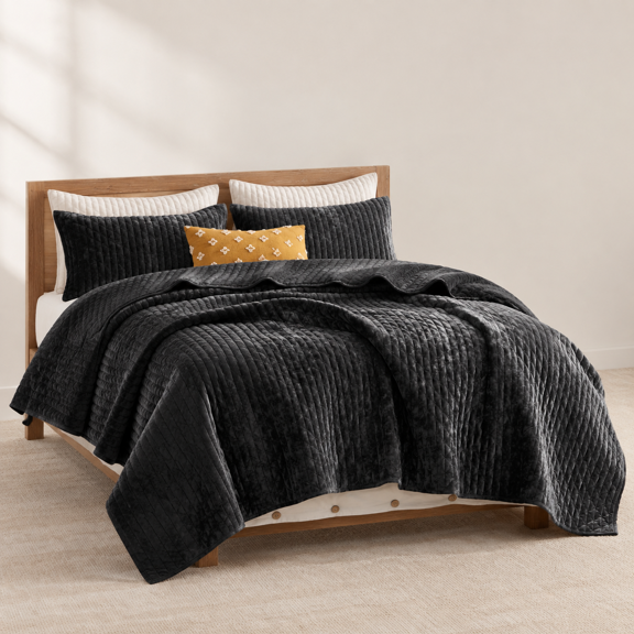 Quilt King Size 98''x106'' Lightweight Blackforter Set With 2 Matching Shams Soft Cross Bedspread Coverlet Bedding For All Season