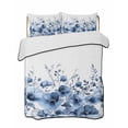 thumbnail image 1 of Quilt King Size Bedding Set, Blue Blooms Floral Reversible Summer Quilt 3 Pieces, Farmhouse Spring Flowers Botanical Lightweight Bedspreads Coverlets with 2 Pillow Shams for All Seasons, 1 of 5