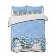 thumbnail image 1 of Quilt King Size Bedding Set, Blue Christmas Snowflakes Reversible Summer Quilt 3 Pieces, Winter Xmas Snowman Pine Trees Lightweight Bedspreads Coverlets with 2 Pillow Shams for All Seasons, 1 of 5