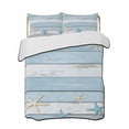 thumbnail image 1 of Quilt King Size Bedding Set, Blue Coastal Reversible Summer Quilt 3 Pieces, Retro Summer Beach Nautical Starfish Lightweight Bedspreads Coverlets with 2 Pillow Shams for All Seasons, 1 of 5