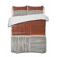 thumbnail image 1 of Quilt King Size Bedding Set, Brown Striped Reversible Summer Quilt 3 Pieces, Farmhouse Stripes Modern Abstract Art Lightweight Bedspreads Coverlets with 2 Pillow Shams for All Seasons, 1 of 5