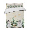 thumbnail image 1 of Quilt King Size Bedding Set, Christmas Snowflakes Reversible Summer Quilt 3 Pieces, Winter Xmas Snowman Pine Trees Beige Lightweight Bedspreads Coverlets with 2 Pillow Shams for All Seasons, 1 of 5
