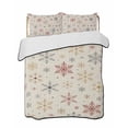 thumbnail image 1 of Quilt King Size Bedding Set, Christmas Snowflakes Reversible Summer Quilt 3 Pieces, Xmas Snowy Winter Beige Lightweight Bedspreads Coverlets with 2 Pillow Shams for All Seasons, 1 of 5