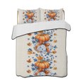 thumbnail image 1 of Quilt King Size Bedding Set, Fall Orange Blue Pumpkins Reversible Summer Quilt 3 Pieces, Thanksgiving Autumn Leaf Beige Lightweight Bedspreads Coverlets with 2 Pillow Shams for All Seasons, 1 of 5