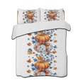 thumbnail image 1 of Quilt King Size Bedding Set, Fall Orange Blue Pumpkins Reversible Summer Quilt 3 Pieces, Thanksgiving Autumn Maple Leaves Lightweight Bedspreads Coverlets with 2 Pillow Shams for All Seasons, 1 of 5