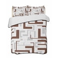 thumbnail image 1 of Quilt King Size Bedding Set, Modern Geometric Brown Reversible Summer Quilt 3 Pieces, Abstract Minimalist Artwork Lines Lightweight Bedspreads Coverlets with 2 Pillow Shams for All Seasons, 1 of 5
