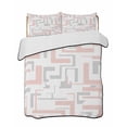 thumbnail image 1 of Quilt King Size Bedding Set, Modern Geometric Pink Reversible Summer Quilt 3 Pieces, Abstract Minimalist Artwork Lines Lightweight Bedspreads Coverlets with 2 Pillow Shams for All Seasons, 1 of 5
