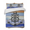 thumbnail image 1 of Quilt King Size Bedding Set, Nautical Anchor Reversible Summer Quilt 3 Pieces, Vintage Navy Blue Wooden Boards Country Lightweight Bedspreads Coverlets with 2 Pillow Shams for All Seasons, 1 of 5