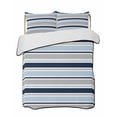 thumbnail image 1 of Quilt King Size Bedding Set, Navy Blue Gray Striped Reversible Summer Quilt 3 Pieces, Farmhouse Stripes Modern Abstract Art Lightweight Bedspreads Coverlets with 2 Pillow Shams for All Seasons, 1 of 5