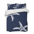 thumbnail image 1 of Quilt King Size Bedding Set, Navy Blue Starfish Coastal Reversible Summer Quilt 3 Pieces, Seaside Nautical Summer Ocean Lightweight Bedspreads Coverlets with 2 Pillow Shams for All Seasons, 1 of 5