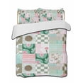 thumbnail image 1 of Quilt King Size Bedding Set, Spring Floral Checkered Reversible Summer Quilt 3 Pieces, Turquoise Pink Buffalo Plaid Lightweight Bedspreads Coverlets with 2 Pillow Shams for All Seasons, 1 of 5