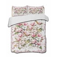 thumbnail image 1 of Quilt King Size Bedding Set, Spring Floral Reversible Summer Quilt 3 Pieces, Retro Pink Orchid Flowers Leaves Botanical Lightweight Bedspreads Coverlets with 2 Pillow Shams for All Seasons, 1 of 5