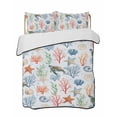 thumbnail image 1 of Quilt King Size Bedding Set, Summer Ocean Reversible Summer Quilt 3 Pieces, Watercolor Ocean Marine Turtle Coral Starfish Blue Lightweight Bedspreads Coverlets with 2 Pillow Shams for All Seasons, 1 of 5