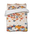 thumbnail image 1 of Quilt King Size Bedding Set, Thanksgiving Reversible Summer Quilt 3 Pieces, Fall Squirrel Pumpkin Maple Leaves Floral Lightweight Bedspreads Coverlets with 2 Pillow Shams for All Seasons, 1 of 5