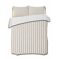 thumbnail image 1 of Quilt King Size Bedding Set, Thin Beige Striped Reversible Summer Quilt 3 Pieces, Farmhouse Modern Stripes Lightweight Bedspreads Coverlets with 2 Pillow Shams for All Seasons, 1 of 5