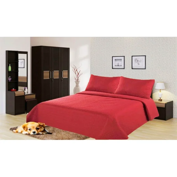 Gorgeous Home Linen Nena King Quilt Bedding Set with Pillow Case Reversible Red