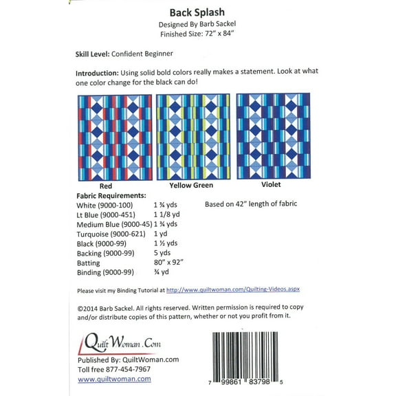 Quilt Kit - Back Splash Barb Sackel Northcott Colorworks Black Blue Squares 72" x 84" Quilts Quilting Kit - Sold by the Kit (M411.04)