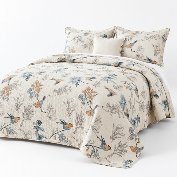 Quilt Queen Size Cotton-Birds Flying Bird Pattern Quilted Bedding Bedspread Set