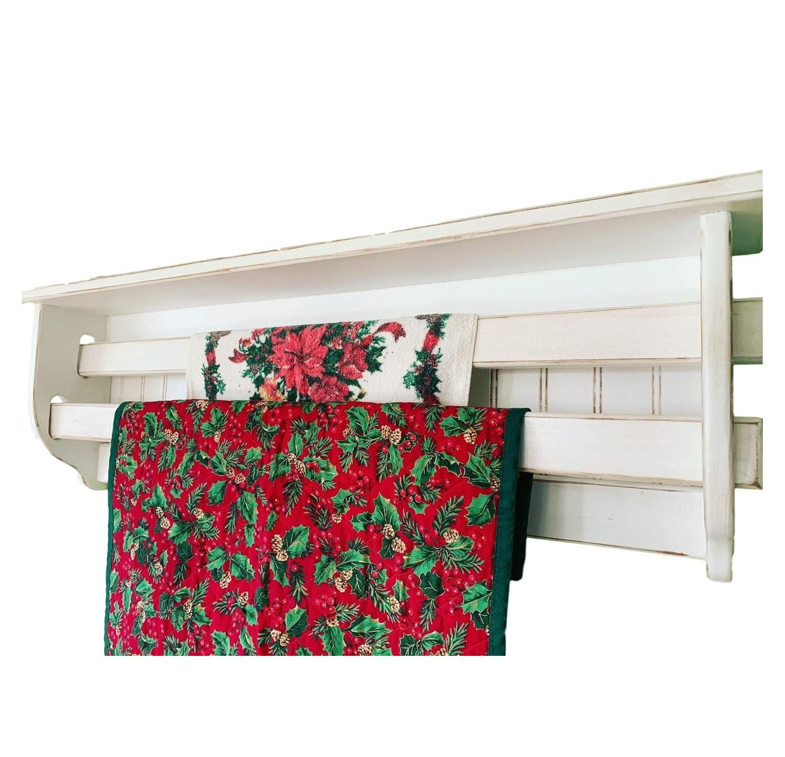 Quilt Rack for the wall, Double Bar Quilt Rack Wall Shelf, Quilt