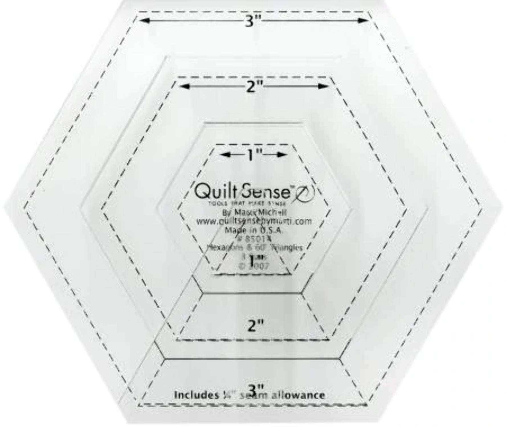 Quilt Sense Hexagons 60 Degree Triangles 3 Sizes
