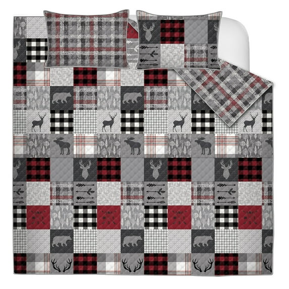 Quilt Set 3PC DQ Patchwork Forest
