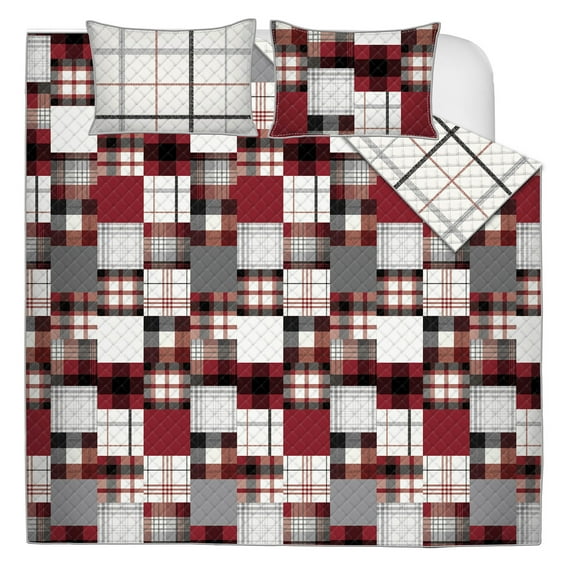 Quilt Set 3PC DQ Plaid Patchwork