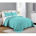 thumbnail image 1 of Quilt Set Full/Queen Size Aqua - Oversized Bedspread - Soft Microfiber Coverlet for All Season - Includes 1 Quilt and 2 Shams, Ocean Star Pattern, 1 of 7