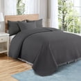 thumbnail image 1 of VCCOEM Quilt Set Full/Queen Size Lightweight Bedspreads, All Season Coverlet, 3 Piece (1 Quilt, 2 Pillow Shams), Woven Pattern, Dark Gray, 1 of 10