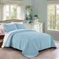 thumbnail image 1 of Quilt Set Full/Queen Size Sky Blue - Oversized Bedspread - Soft Microfiber Lightweight Coverlet for All Season - 3 Piece Includes 1 Quilt and 2 Shams, Geometric Pattern, 1 of 7