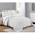 thumbnail image 1 of Quilt Set Full/Queen Size White - Oversized Bedspread - Soft Microfiber Coverlet for All Season - Includes 1 Quilt and 2 Shams, Ocean Star Pattern, 1 of 5