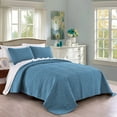 thumbnail image 1 of Quilt Set King/Cal King/California King Size Ash Blue - Oversized Bedspread - Soft Microfiber Lightweight Coverlet for All Season - 3 Piece Includes 1 Quilt and 2 Shams, Geometric Pattern, 1 of 7