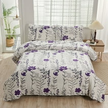 Quilt Set King Size 3 Piece Bedspread Coverlet Home Lightweight Quilt Bedding Country Dark Scent Purple Flower Quilt Soft Microfibers Quilt Bedspread with Pillow Shams
