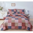 thumbnail image 1 of Quilt Set King Size Lightweight Quilt Bedding Plaid Patchwork Bedding Twin Bedspread Coverlet Reversible Quilt Bedspread Microfibers Quilts for All Season, 1 of 7