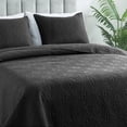 thumbnail image 1 of Quilt Set King Size - Lightweight Quilts Summer Bedspreads for All Season 3 Piece (1 Quilt, 2 Pillow Shams) - Black, 1 of 7