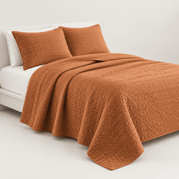 Quilt Set King Sizet Orange Classic Geometric Spotsed Pattern Pre ...