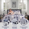 thumbnail image 1 of Quilt Set Queen/Full Size Reversible Bedspread Coverlet Lightweight Quilt Bedspread Black White Buffalo Plaid Patchwork Bedding Soft Microfibers Modern Plaid Quilts Bedding Navy Blue Brown, 1 of 7