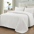 thumbnail image 1 of Quilt Set Queen Size, Soft Microfiber Lightweight Bedspread Coverlet Bed Cover (Diamond Pattern) for All Seasons, White, 3 Pieces (Includes 1 Quilt, 2 Shams), 1 of 7