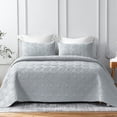 thumbnail image 1 of Quilt Set Queen Size, Soft Microfiber Lightweight Bedspread Coverlet Bed Cover (Wave Pattern) for All Seasons, Light Grey, 3 Pieces (Includes 1 Quilt, 2 Shams), 1 of 9