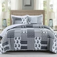 thumbnail image 1 of Quilt Set Twin Size, 2 Pieces Bedspread Coverlet Plaid Patchwork Quilt Farmhouse Twin Size Comforter Set Lightweight Bedding with 1 Pillow Cover Sham for All Season Gray, 1 of 12