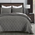 thumbnail image 1 of Quilt Set Twin Size Grey, Classic Geometric Diamond Stitched Pattern, Microfiber Ultra Soft Lightweight Bedspread Coverlet for All Season, 2 Piece Includes 1 Quilt and 1 sham, 1 of 7