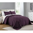 thumbnail image 1 of Quilt Set Twin Size Purple - Oversized Bedspread - Extra Soft Microfiber Coverlet for All Season - Includes 1 Quilt and 1 Sham, Ocean Star Pattern, 1 of 5