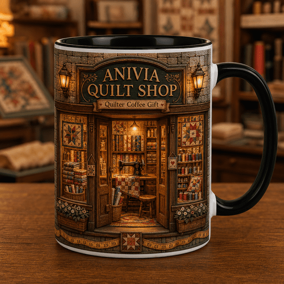 Quilt Shop Mug Personalized Bookstore Accent Mug, Quilter Coffee Gift