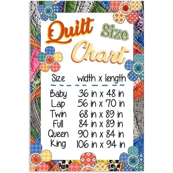 Quilt Size Chart Tin Sign Funny Sewing Art Vintage Metal Sign Home Decor Sewing Size Chart Metal Poster For Home Office Studio Shop Wall Decor 6X8 Inch