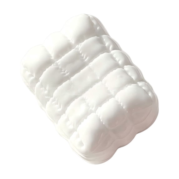Quilt Squishy Toy, White Blanket Stress Ball with Quilted Pattern, Flour Filled Soft Dough, Slow Rising Fidget Toy, Stress Relief Sensory Toy for Kids Adults, Bedroom Desk Gift